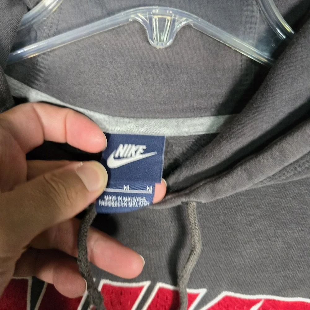 Vintage Y2K Nike Hoodie Mens Medium Spell Out Pullover Distressed Embroidered